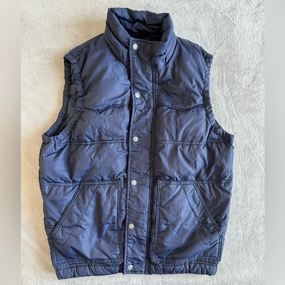 Defry01 Mens Puffer Vest Navy Full Zip Size Medium